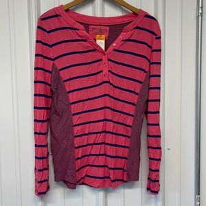 Green Source Womens Long Sleeve Henley Pink blue Very berry New